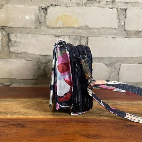 Vera Bradley  RFID 3 in 1 Handbag /Travel  Bag Crossbody, Wristlet,  Navy Floral - Picture 5 of 16